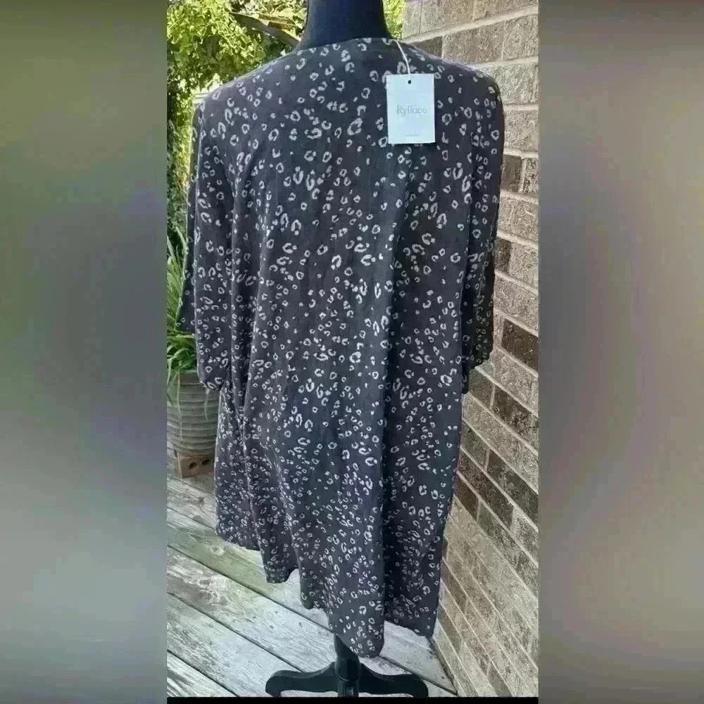 RYLLACE ANIMAL PRINT BOHO TASSEL TIE SHIFT DRESS PLUS SIZE 1X ❣️NEW - Picture 3 of 14